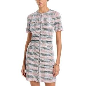 Misook Tweed Shift Dress Women’s Size S Rose Petal Multi Short Sleeve